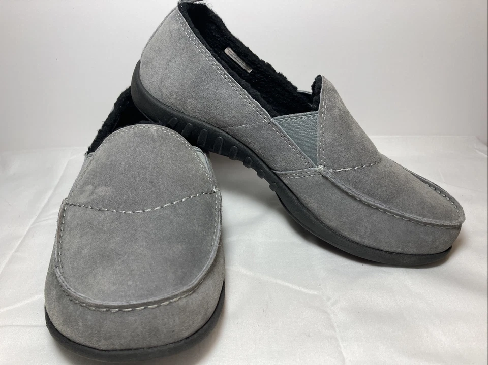 Zapatillas mocasines Spenco Siesta acogedoras para mujer grises forro de piel sintética talla 7,5 Foto 3 de 4