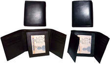 Lot of 4 New Trifold Leather Men s wallet Unbranded 1 ID 9 card 2 bill spaces