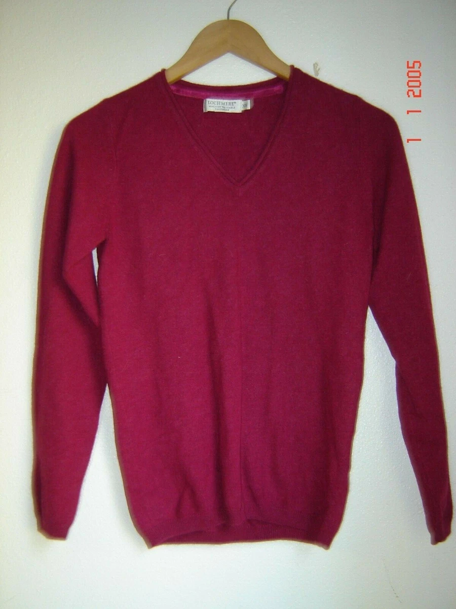 Lochmere Machine Washable Cashmere Sweater Maroon Long Sleeve Size XS