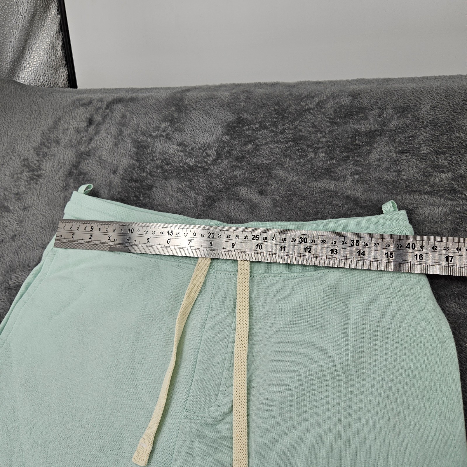 M&S Mens Pure Cotton Jersey Sweat Shorts Mint Ice Small S Regular Drawstring image 5