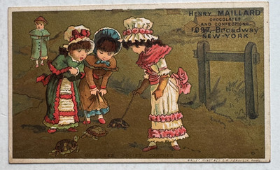 Vintage Victorian Trade Card New York Henry Maillard Chocolates Bonbons Girls
