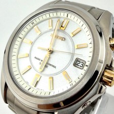 Seiko 7B22-0BH0 Solar Radio Controlled Watch White Titanium Japan Auth 0513379