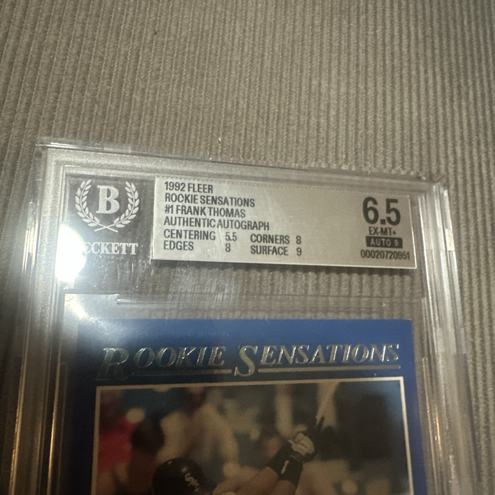 1992 Fleer - Rookie Sensations Frank Thomas #1 BGS 6.5 Autograph Auto RARE! view 3
