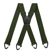 Heavy Duty Suspenders for Men Work Biker Outdoor 3.8cm Wide X-Back with 4 Snap H