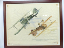 Riccardo Cavigioli (1895&ndash;1975) Orig.Aquarell Fokker D.VII  1918 Doppeldecker
