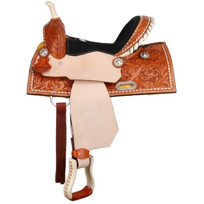 Chestnut Daisy Barrel Style Saddle Cantle Trim Floral Tooling 13'' NEW