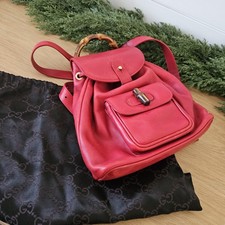 Red Vintage Leather Gucci Small Backpack with Dust Bag