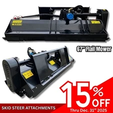 AGT 67" Skid Steer Flail Mower Rotary Brush Cutter Finishing Mower Attachment
