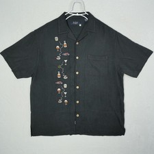 Nat Nast Mens Black 100 Silk Devils Brew Camp Shirt Large Limited Edition 226