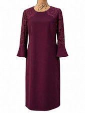 NWT RSVP by Talbots Size 10 Burgundy Lace Bell Sleeve Sheath Cocktail Dress