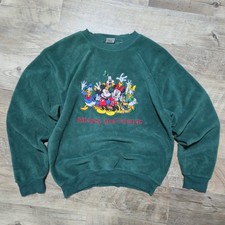 Vintage 90s Disney Store Mickey and Friends Embroidered Fleece Sweatshirt Fits M