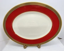 Lenox Embassy 13 1/4" x 10 3/8" Oval Platter Red, Gold & White (Lot A)