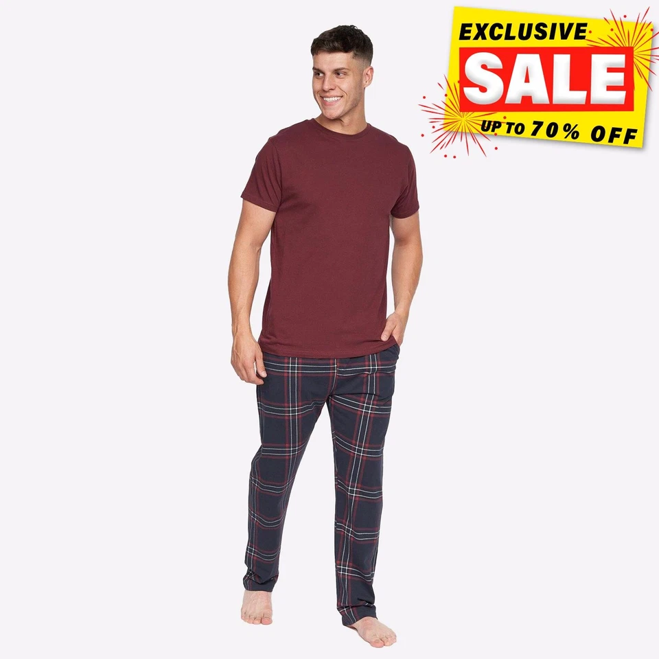 Duck And Cover Callister Mens Casual Loungewear Comfort Pyjamas Burgundy