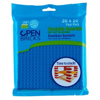 OPEN BRICKS OB-P20BL4 Bauplatten 20x20 cm Blau 4 Stück kompatibel