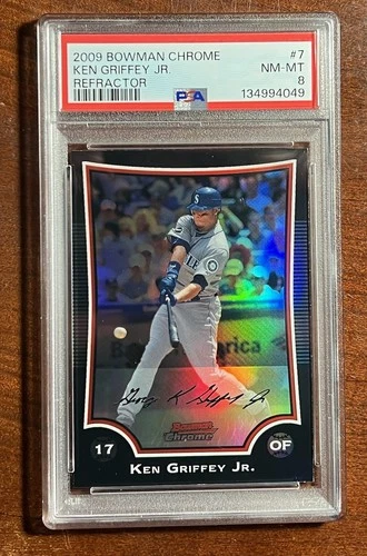 2009 Bowman Chrome Ken Griffey Jr.🌟REFRACTOR🌈PSA 8🧨NM-MINT💎Mariners⚾️SHARP🔥