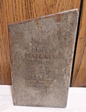vintage metal drill bit container Made in USA with 18 drill bits