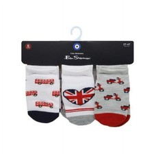 Lot Of 2 Ben Sherman Baby England Themed Socks for Ages 0-12 Months 6 Pairs