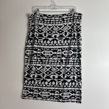 Cato Womens Black White Aztec Art Pattern Skirt Size XL