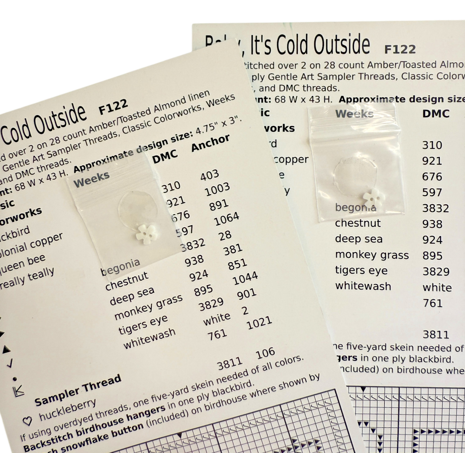 Lizzie Kate Cross Stitch Charts Lot of 4 F112 F122 F123 Snow Belles Fat Men New