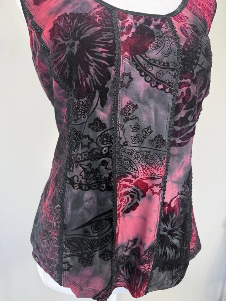 Camiseta sin mangas vintage Sami & Jo para mujer terciopelo Burnout Y2K Fairy Grunge romance oscuro Foto 3 de 4