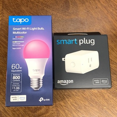 Amazon Smart Plug Works With Alexa White + Tapo Wifi Light Bulb 60w New Lot