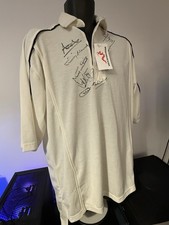 Early 2000's Cricket Shirt HAND signed x 6 inc Adams, Langer, Trescothick