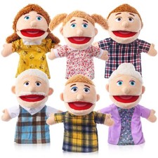Family Hand Puppets Set 6 Plush RolePlay Toys for Kids Storytelling Fun