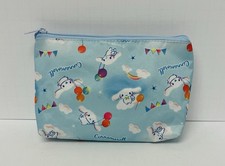 Sanrio Cinnamoroll Party Balloons Blue Zip Up Trapezoid Pencil Case Pouch 5"x6"