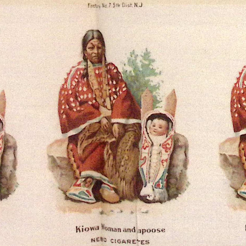 Zira Cigarettes Nebo Cigarettes Kiowa Woman and Papoose UNCUT Tobacco Silk Panel