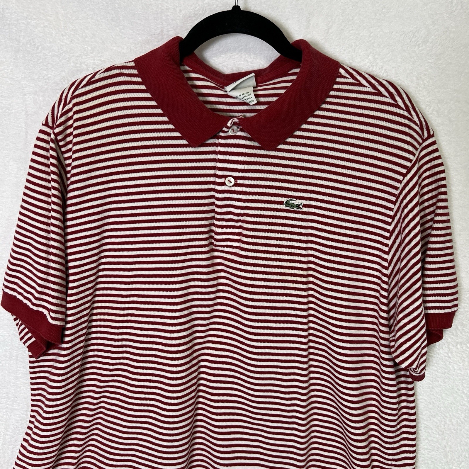 LACOSTE Polo Shirt Mens 8 US 2XL Red White Striped Short Sleeved Golf thumbnail 7