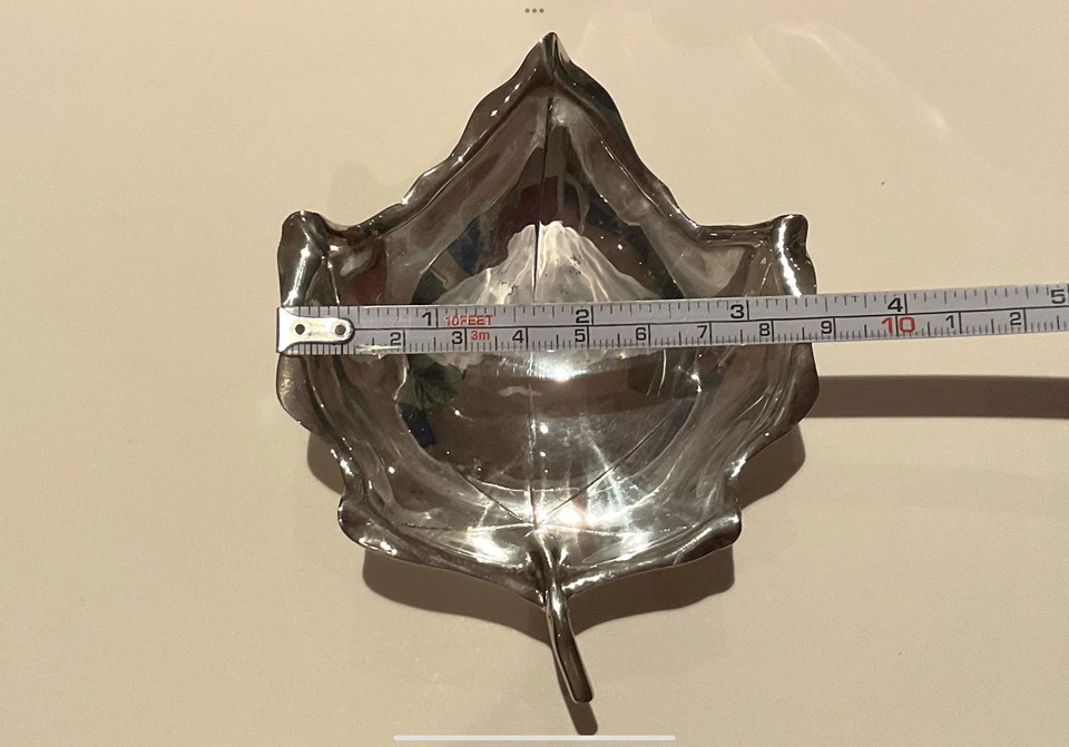 CARTIER Vintage Sterling Silver Maple Leaf Candy Nut Dish Set-with Original Box - Image 4 of 4