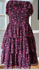 White House Black Market Floral Tiered Strapless Dress-size 6-Wedding Season!!