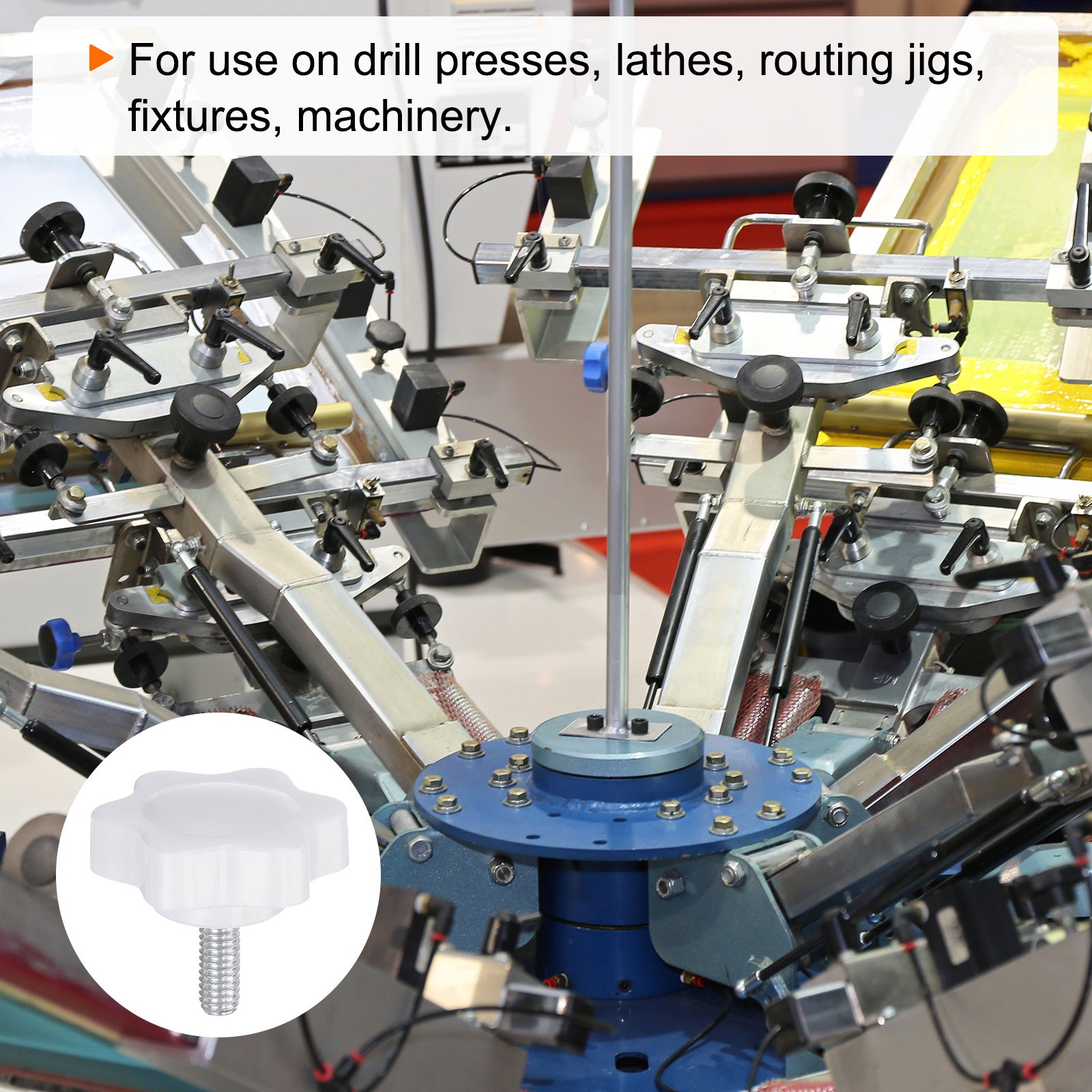 10pcs Star Knob M4 x 50mm Thread 25mm 6-Point Head Stud Hand Clamping Knob White