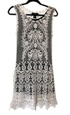 Karen Kane White Lace Overlay Sleeveless Dress Black Lining Small
