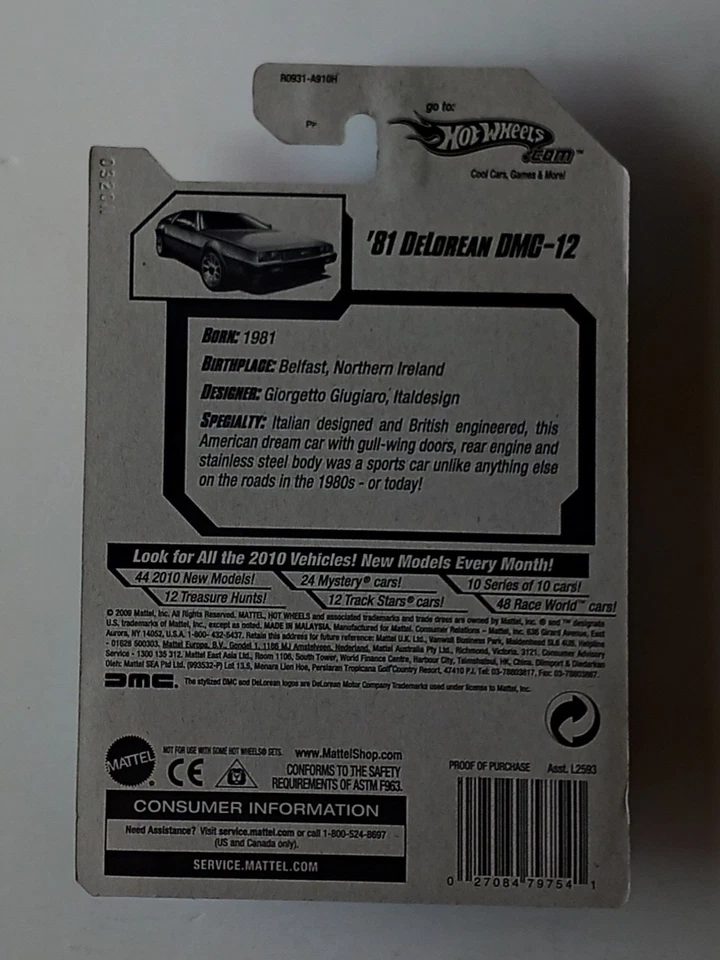 Lot of 3 2010 Hot Wheels New Models 81 DeLorean DMC-12 # 15/44 - Image 3 of 4