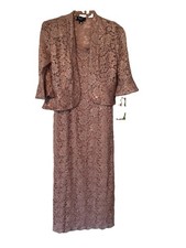 Formal Jacket Dress 6 R M Richards Midi Blush Mother of the Bride Sequins Mesh