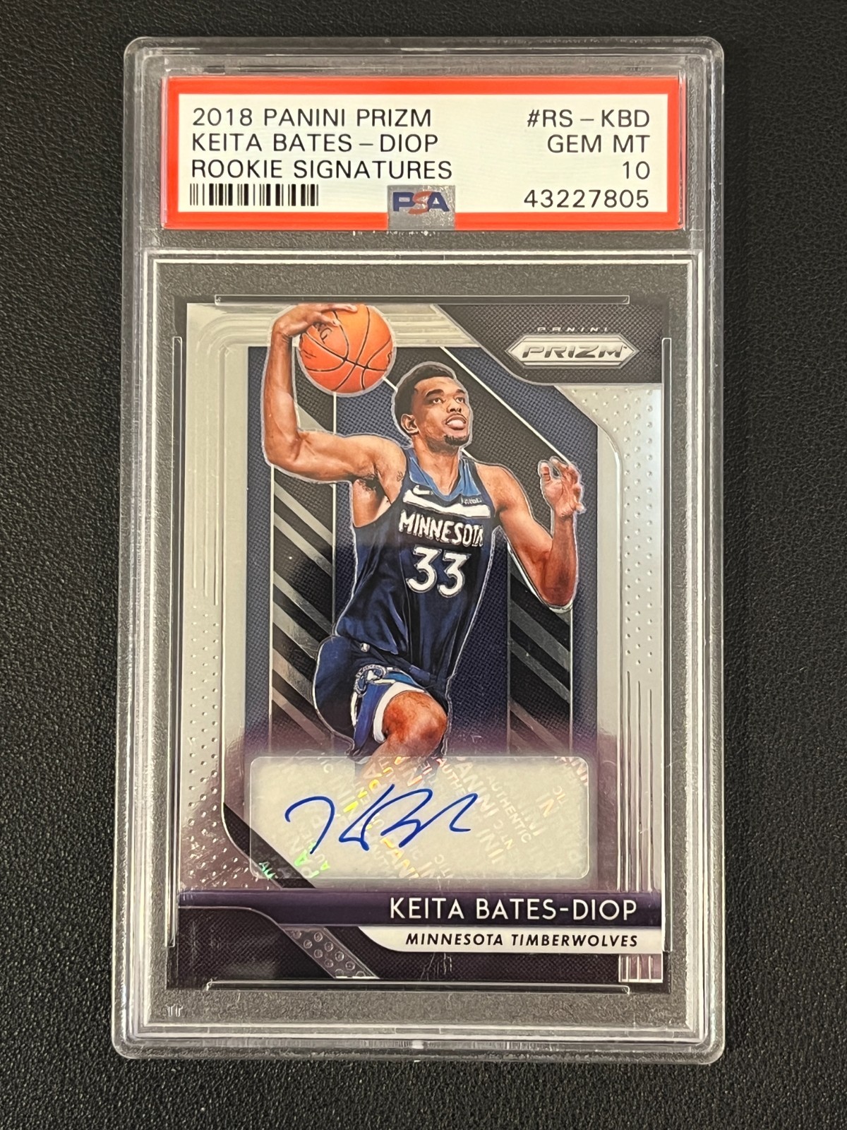 Keita Bates-Diop 2018 Panini Prizm Rookie Signatures Auto PSA 10 Timberwolves