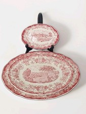 3 Alte Servierplatten Avon Scenes Porzellan Pallissy A Royal Worcesterl England