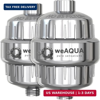 weAQUA Heavy Duty Shower Filter Family 2 PACK - 99% Removal for Hard Water, Chlo