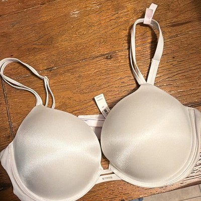 Victoria's Secret Grey Satin Underwired Push-up Bra 38D Adjustable Straps