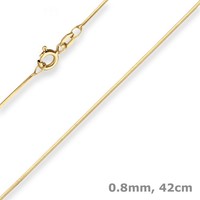 0,8Mm Schlangenkette Diamantiert Collier Halskette Aus 375 Gold Gelbgold 42Cm
