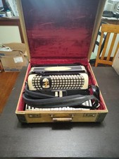 Vintage Capri Piano Accordion Black And White Pearloid W/ Straps And Case Italy
