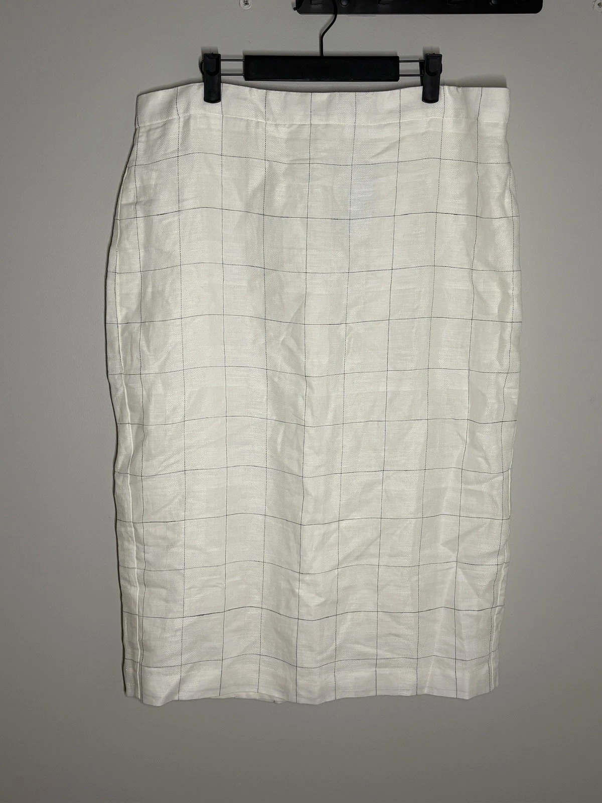 NWT Ann Taylor Skirt size 16P White Linen Cotton Petite Curve Plus