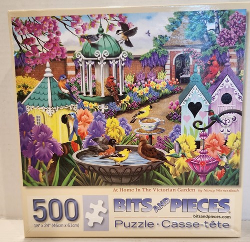 At Home in The Victorian Garden puzzle Bits & Pieces Cardinal Bird House Flower