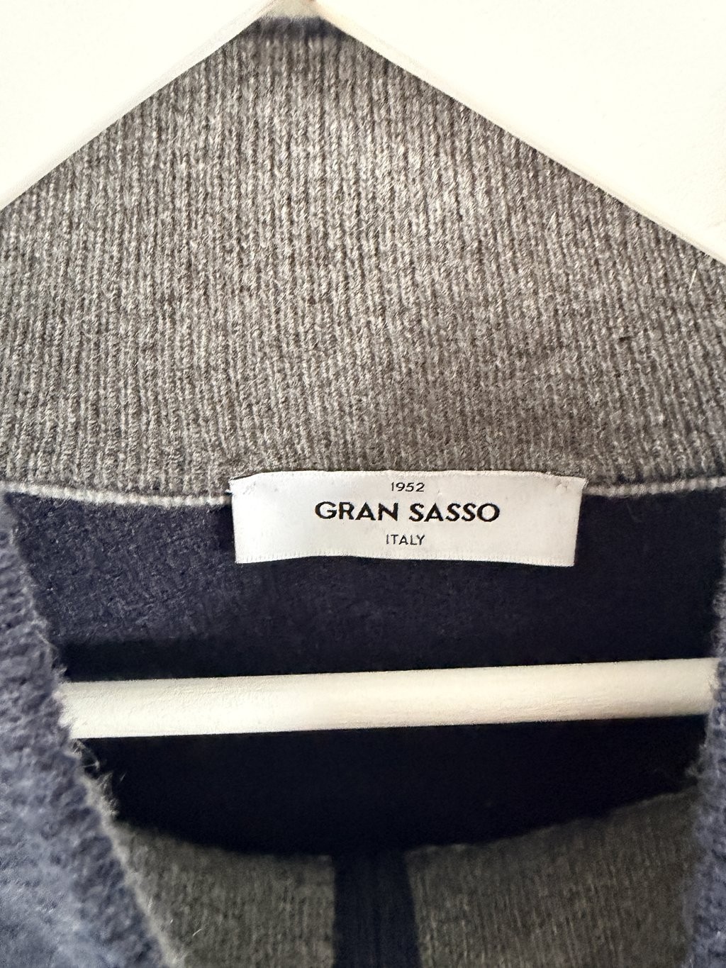 Mens Gran Sasso Wool Cashmere Mock Neck 1/4 Zip Jumper Navy Size 60 XXL image 2