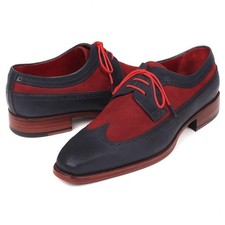 Men Handmade Genuine Leather Shoes Blue  Red Oxford Formal Dress 6-16 Customize