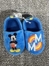 Disney Collection Kids Boys 5 6 Mickey Mouse And Friends Slip-On Slippers NEW