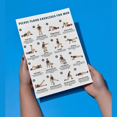 Pelvic Floor Exercises for Men, Kegel Workout Chart, Home Fitness Poster Canvas
