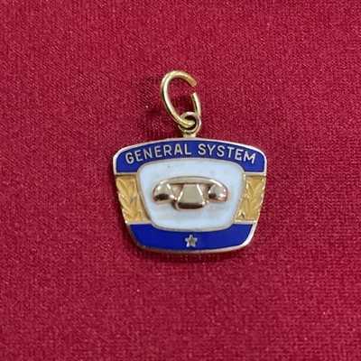 Vintage 10K Gelbgold & Blau General System Mitarbeiter Emblem Anhänger