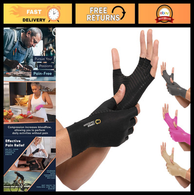 Fingerless Copper Compression Arthritis Gloves for Pain Relief & Support - M